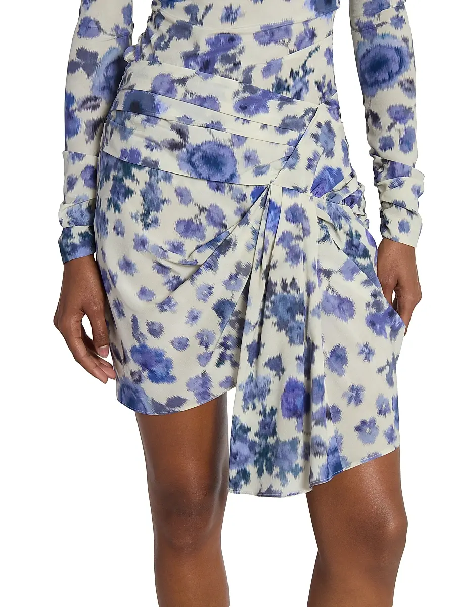 Isabel Marant Women's Ovia Printed Draped Stretch-Silk Miniskirt | Thumbnail 6 Isabel Marant Women's Ovia Printed Draped Stretch-Silk Miniskirt | Thumbnail 6