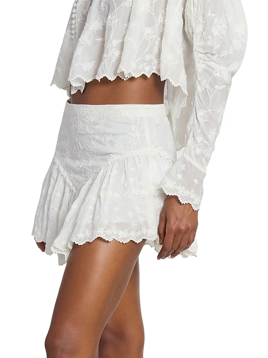Isabel Marant Women's Zoelia Floral Embroidered Miniskirt - White | Thumbnail 4 Isabel Marant Women's Zoelia Floral Embroidered Miniskirt - White | Thumbnail 4