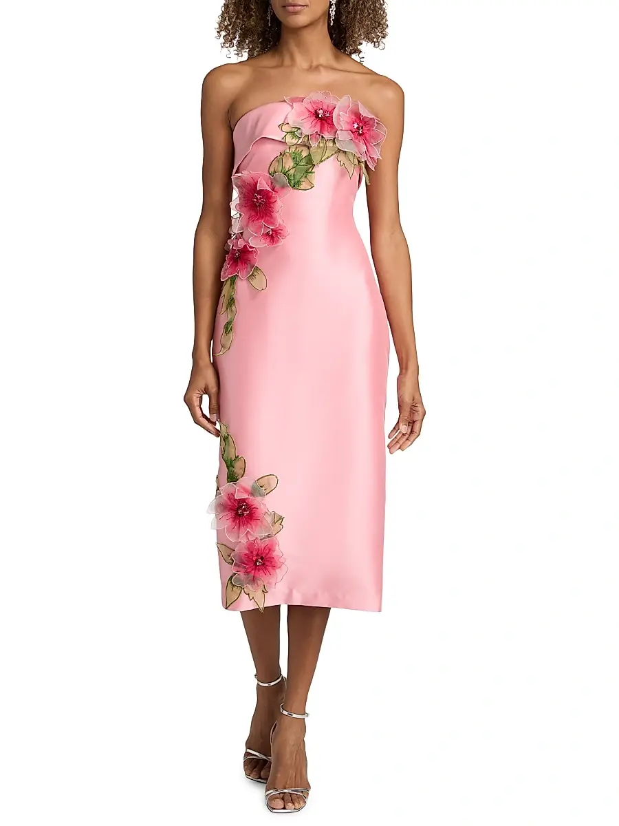BADGLEY MISCHKA Women's Floral Appliqué Strapless Cocktail Dress | Thumbnail 2 BADGLEY MISCHKA Women's Floral Appliqué Strapless Cocktail Dress | Thumbnail 2