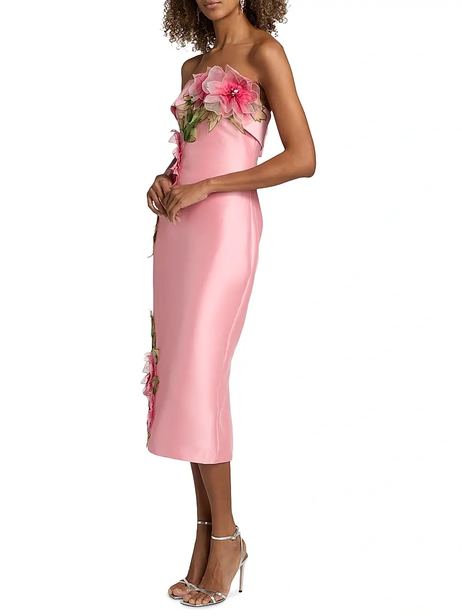BADGLEY MISCHKA Women's Floral Appliqué Strapless Cocktail Dress | Thumbnail 4 BADGLEY MISCHKA Women's Floral Appliqué Strapless Cocktail Dress | Thumbnail 4
