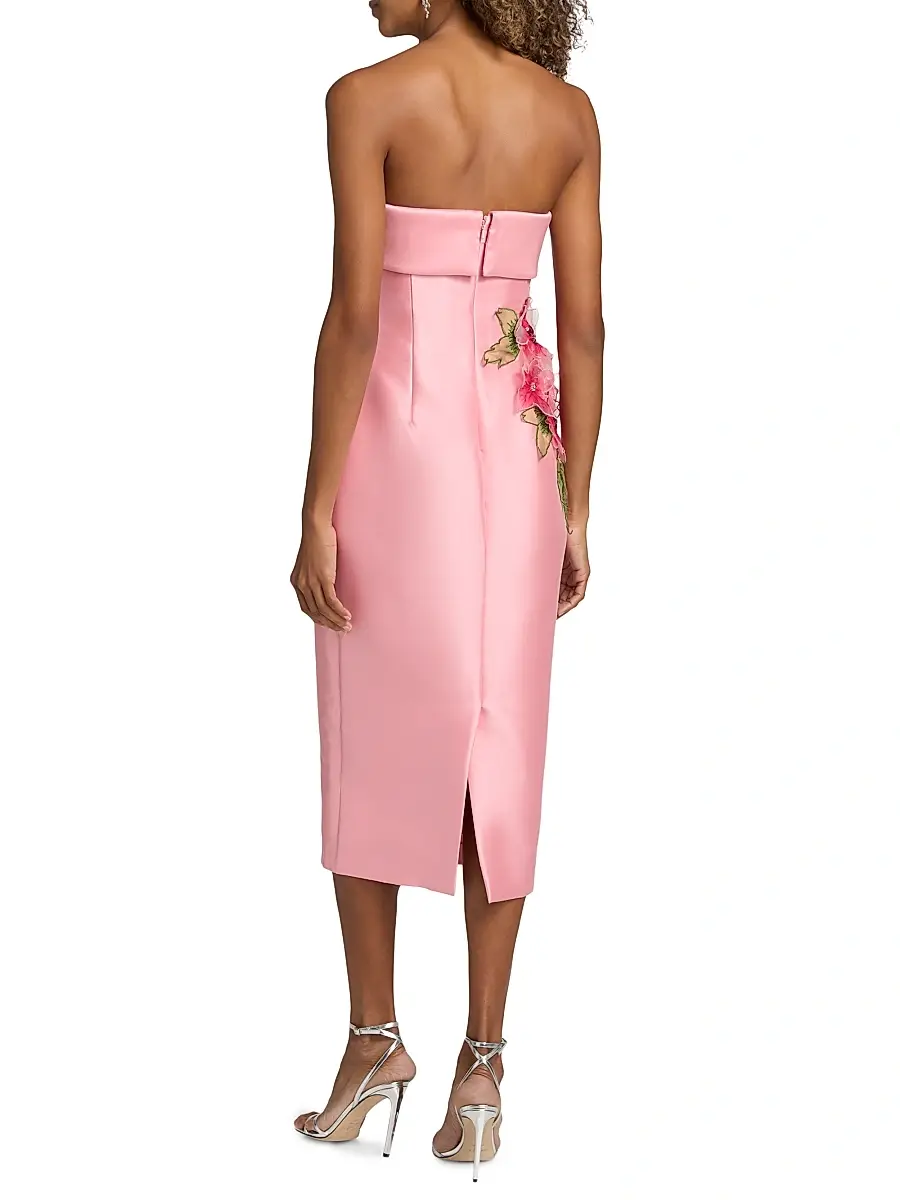 BADGLEY MISCHKA Women's Floral Appliqué Strapless Cocktail Dress | Thumbnail 5 BADGLEY MISCHKA Women's Floral Appliqué Strapless Cocktail Dress | Thumbnail 5