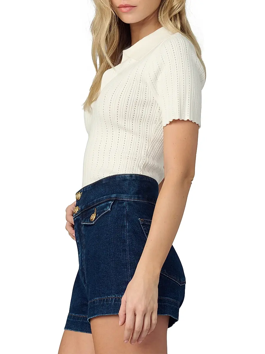 Joe's Jeans Women's The Jess Pointelle Polo Shirt | Thumbnail 4 Joe's Jeans Women's The Jess Pointelle Polo Shirt | Thumbnail 4