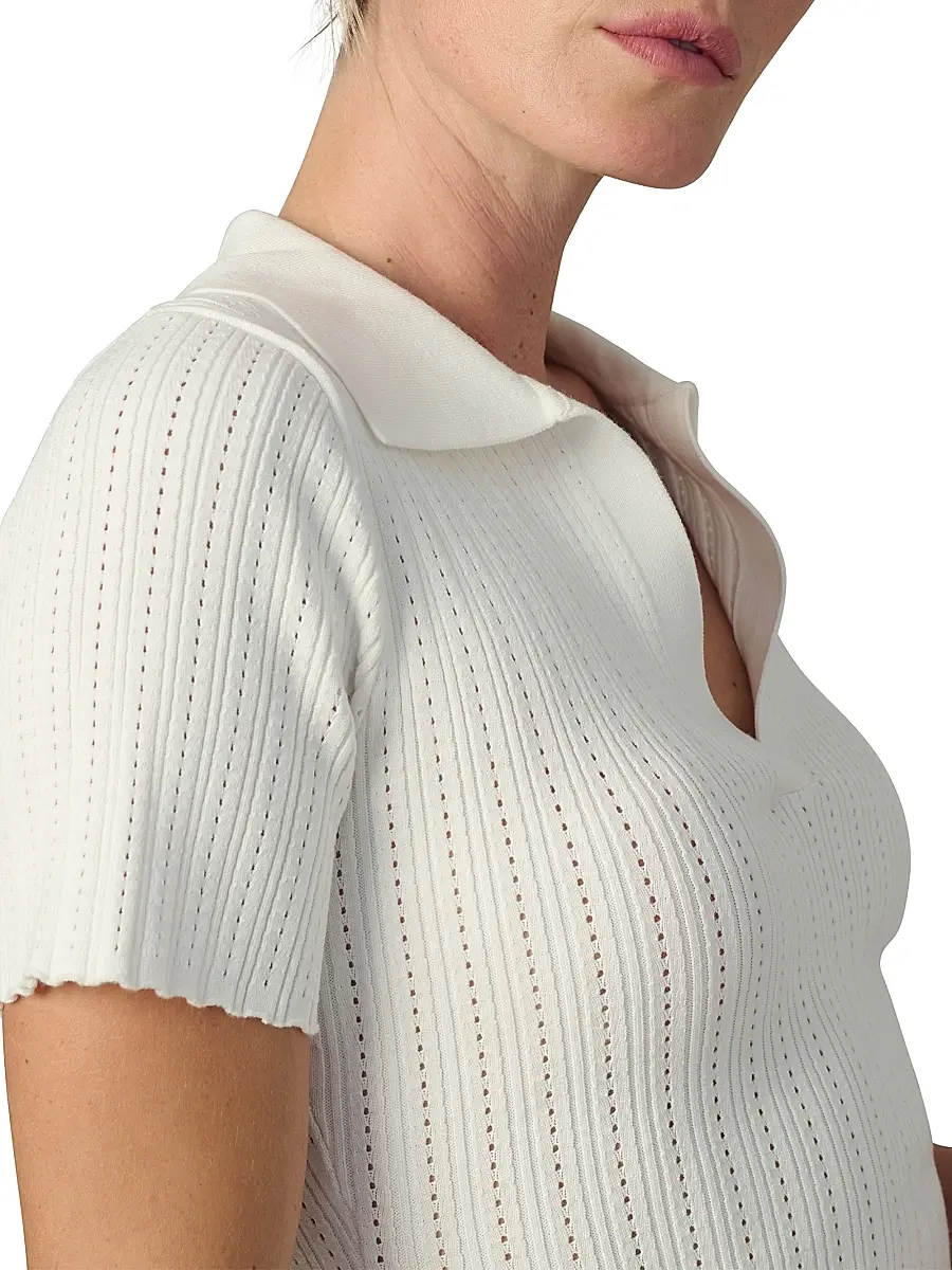 Joe's Jeans Women's The Jess Pointelle Polo Shirt | Thumbnail 6 Joe's Jeans Women's The Jess Pointelle Polo Shirt | Thumbnail 6