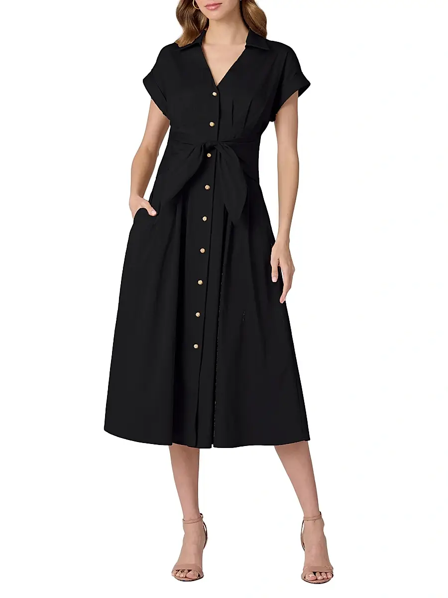 Shoshanna Women's Josephine Button-Front Midi-Dress | Thumbnail 2 Shoshanna Women's Josephine Button-Front Midi-Dress | Thumbnail 2