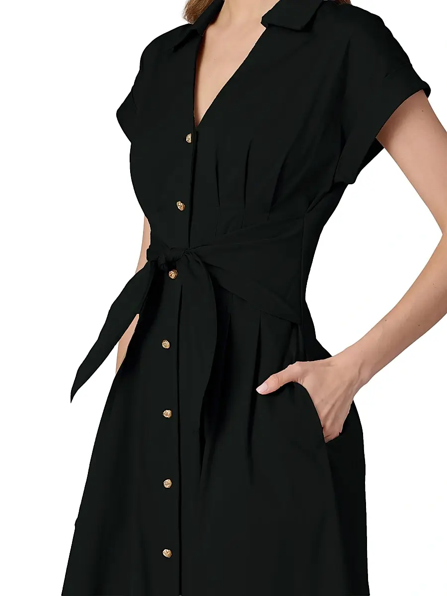 Shoshanna Women's Josephine Button-Front Midi-Dress | Thumbnail 4 Shoshanna Women's Josephine Button-Front Midi-Dress | Thumbnail 4