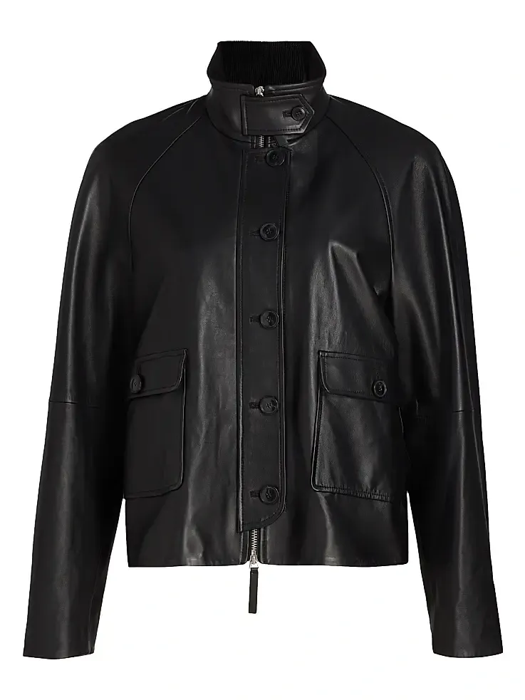 Women's Gio Stand Collar Leather Jacket Women's Gio Stand Collar Leather Jacket