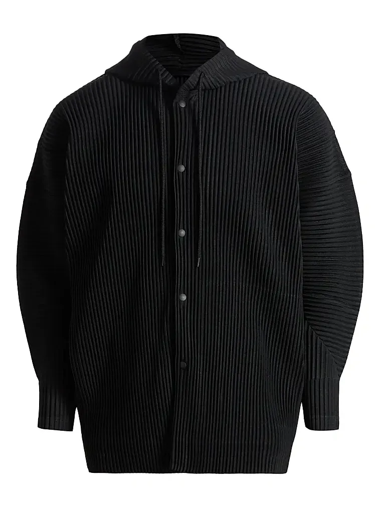 Men Monthly Colors: February Pleated Snap-Front Hoodie Men Monthly Colors: February Pleated Snap-Front Hoodie