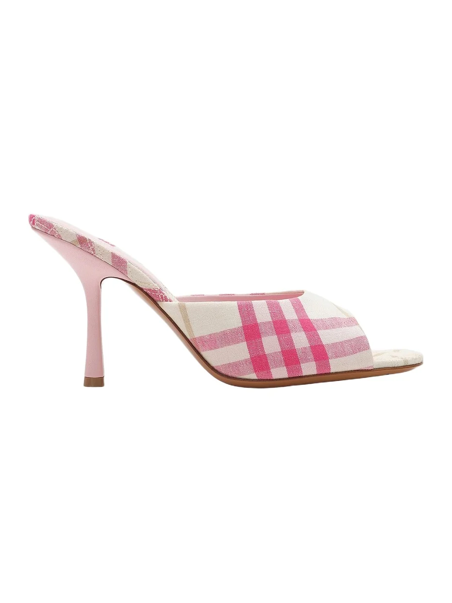 Women's 90MM Check Linen Mules