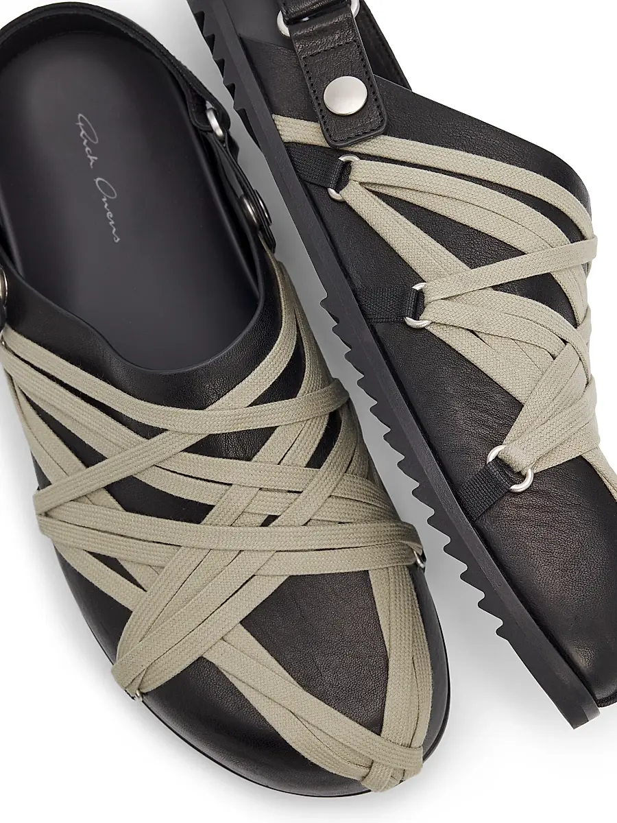 Rick Owens Men's Megalace Granola Leather Mules | Thumbnail 5