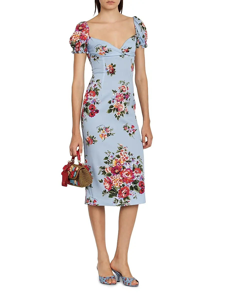 Dolce & Gabbana Women's Floral Stretch Silk Sheath Midi-Dress | Thumbnail 2 Dolce & Gabbana Women's Floral Stretch Silk Sheath Midi-Dress | Thumbnail 2
