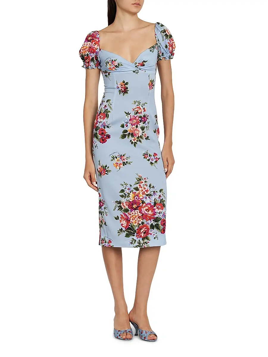 Dolce & Gabbana Women's Floral Stretch Silk Sheath Midi-Dress | Thumbnail 3 Dolce & Gabbana Women's Floral Stretch Silk Sheath Midi-Dress | Thumbnail 3