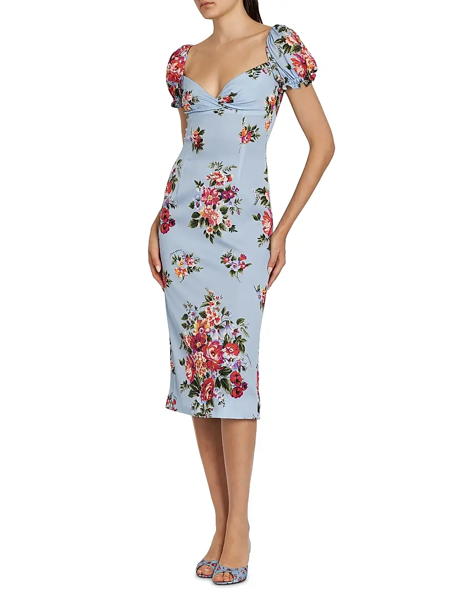 Dolce & Gabbana Women's Floral Stretch Silk Sheath Midi-Dress | Thumbnail 4 Dolce & Gabbana Women's Floral Stretch Silk Sheath Midi-Dress | Thumbnail 4