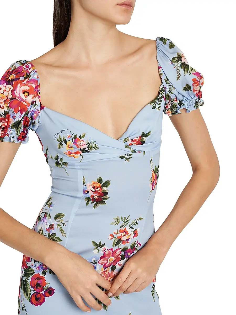 Dolce & Gabbana Women's Floral Stretch Silk Sheath Midi-Dress | Thumbnail 6 Dolce & Gabbana Women's Floral Stretch Silk Sheath Midi-Dress | Thumbnail 6