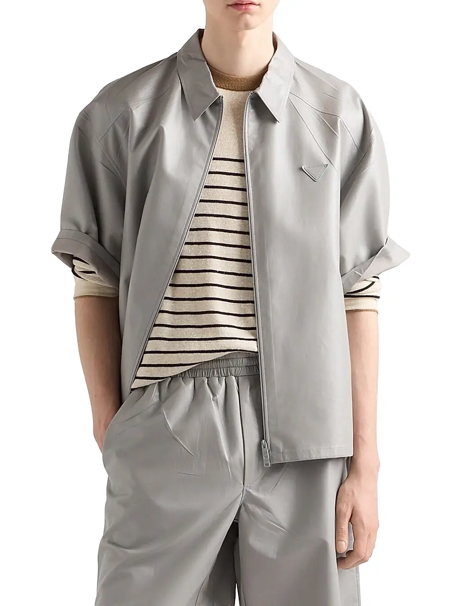 Prada Men's Striped Linen and Cotton Sweater - Beige Khaki | Thumbnail 2