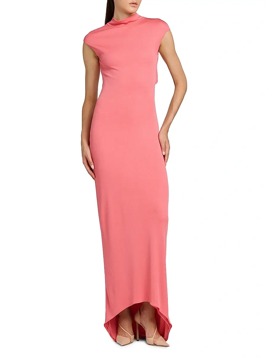 TOM FORD Women's Open-Back Crepe Jersey Gown - Coral | Thumbnail 3 TOM FORD Women's Open-Back Crepe Jersey Gown - Coral | Thumbnail 3