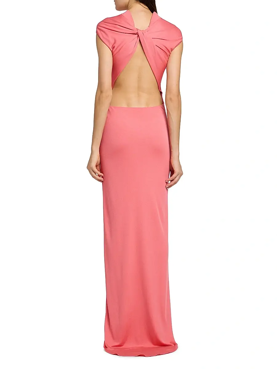 TOM FORD Women's Open-Back Crepe Jersey Gown - Coral | Thumbnail 5 TOM FORD Women's Open-Back Crepe Jersey Gown - Coral | Thumbnail 5