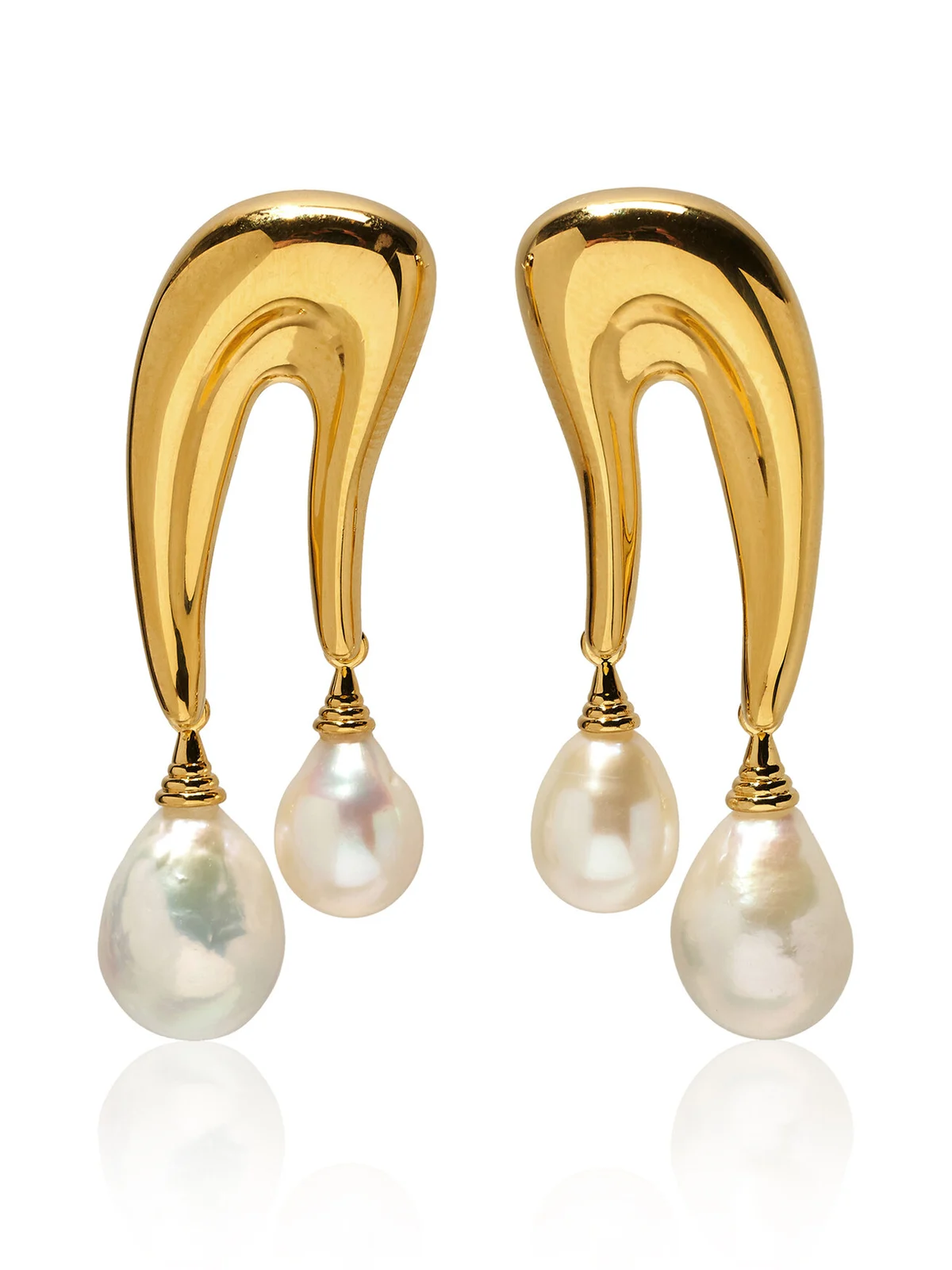 Lizzie Fortunato Sculptural Gold-Plated Brass Pearl Earrings