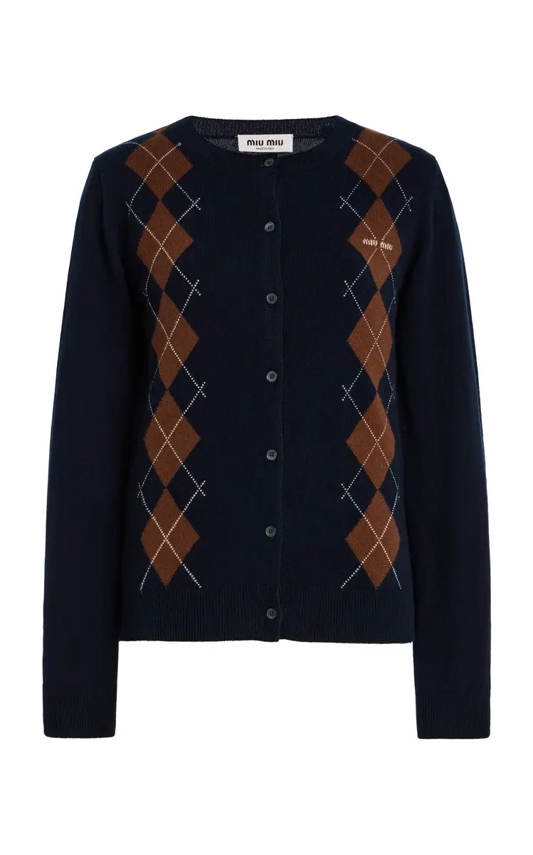 Miu Miu Argyle Cashmere Cardigan | Thumbnail 6 Miu Miu Argyle Cashmere Cardigan | Thumbnail 6