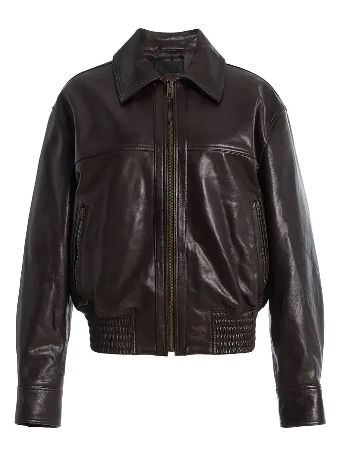 Nili Lotan Aime Leather Bomber Jacket