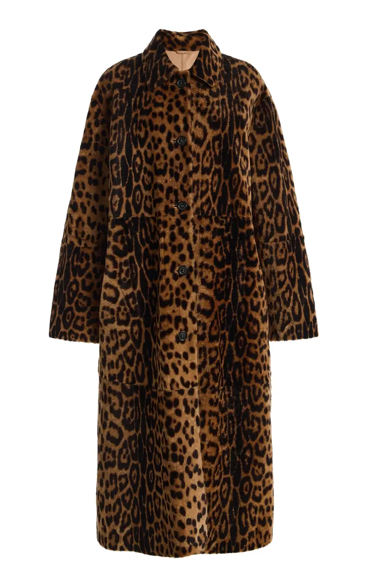 Nili Lotan Davelle Leopard Shearling Coat