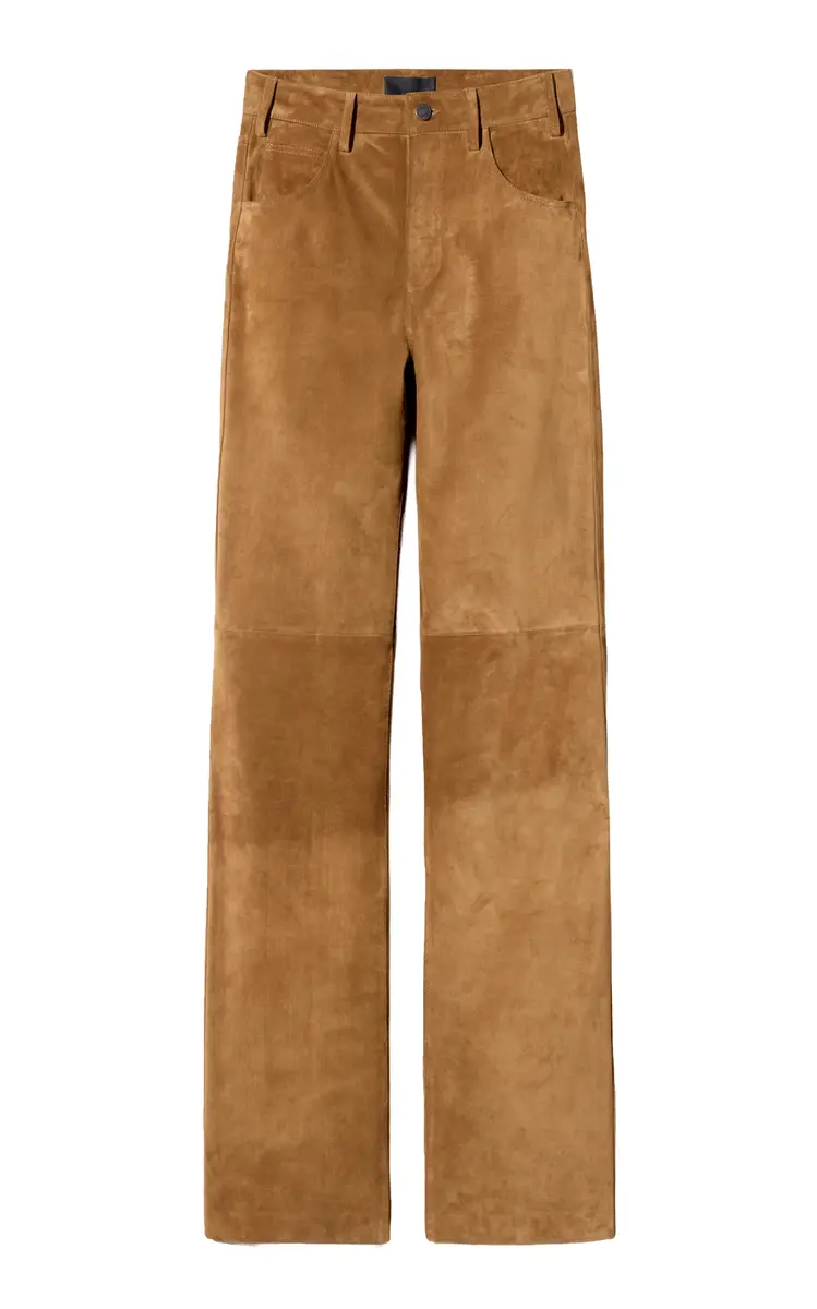 Nili Lotan Joan Suede Straight-Leg Pants