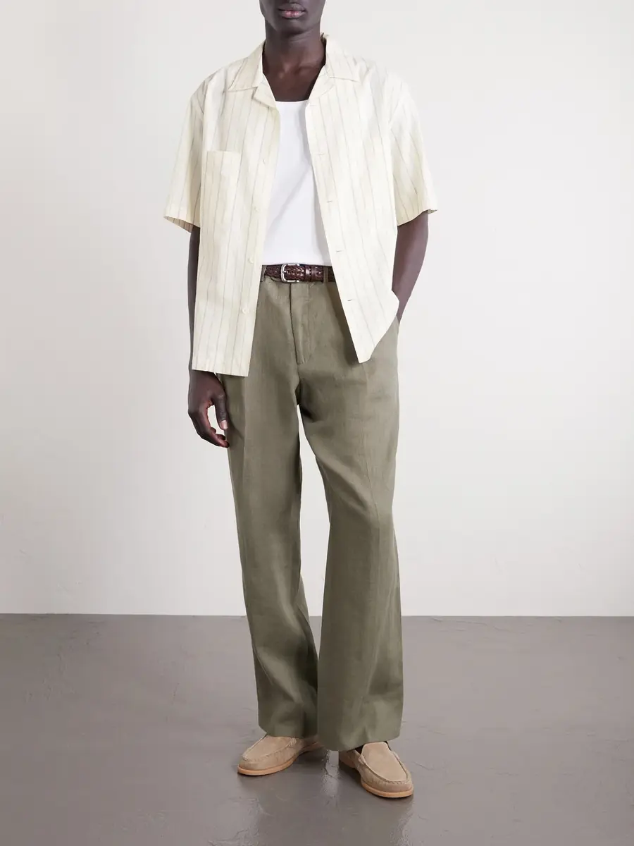 Barena Cuban-Collar Garment-Dyed Striped Cotton-Poplin Shirt - Men | Thumbnail 2 Barena Cuban-Collar Garment-Dyed Striped Cotton-Poplin Shirt - Men | Thumbnail 2