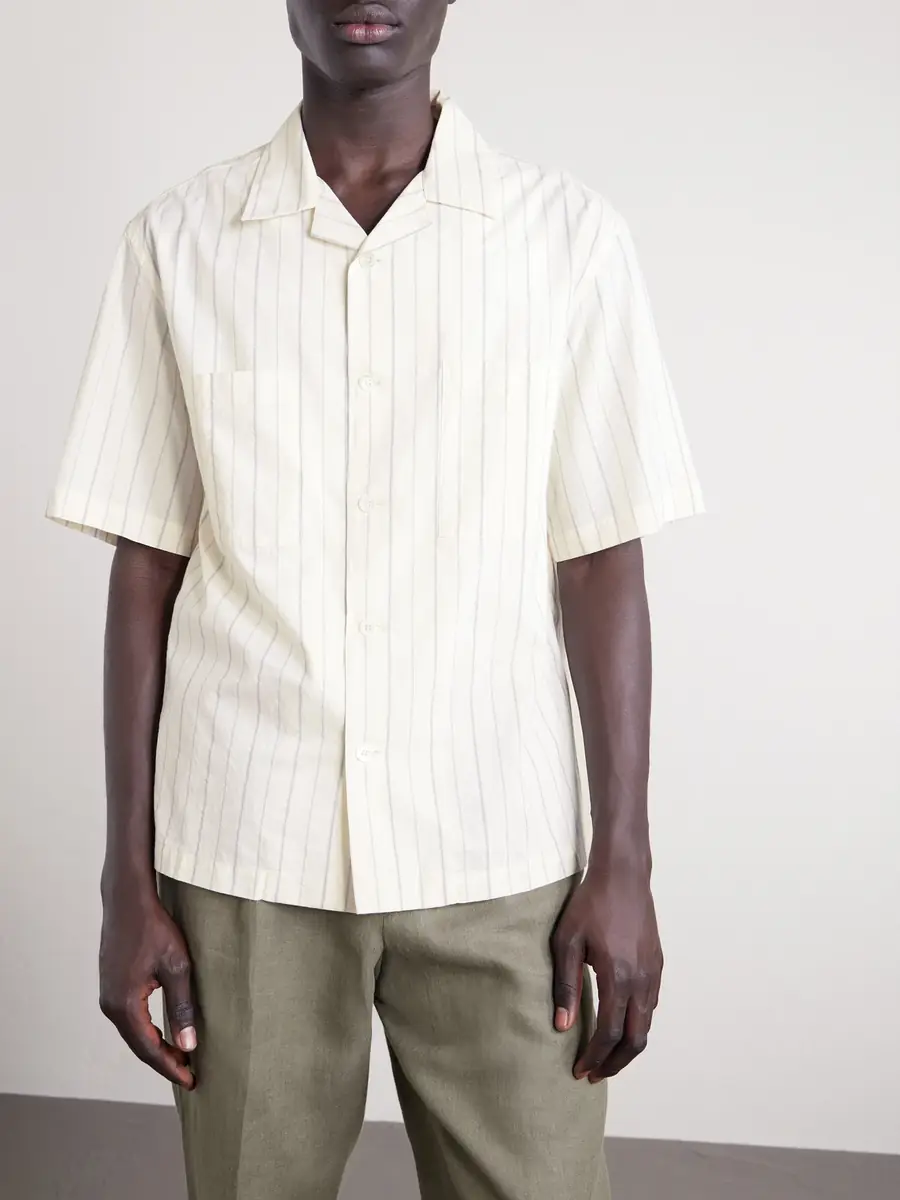 Barena Cuban-Collar Garment-Dyed Striped Cotton-Poplin Shirt - Men | Thumbnail 3 Barena Cuban-Collar Garment-Dyed Striped Cotton-Poplin Shirt - Men | Thumbnail 3