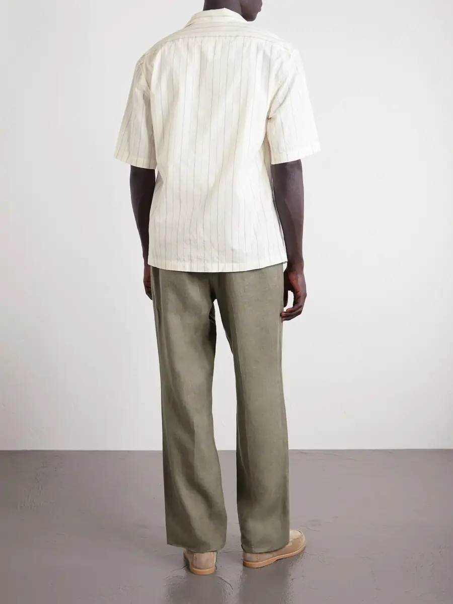 Barena Cuban-Collar Garment-Dyed Striped Cotton-Poplin Shirt - Men | Thumbnail 4 Barena Cuban-Collar Garment-Dyed Striped Cotton-Poplin Shirt - Men | Thumbnail 4