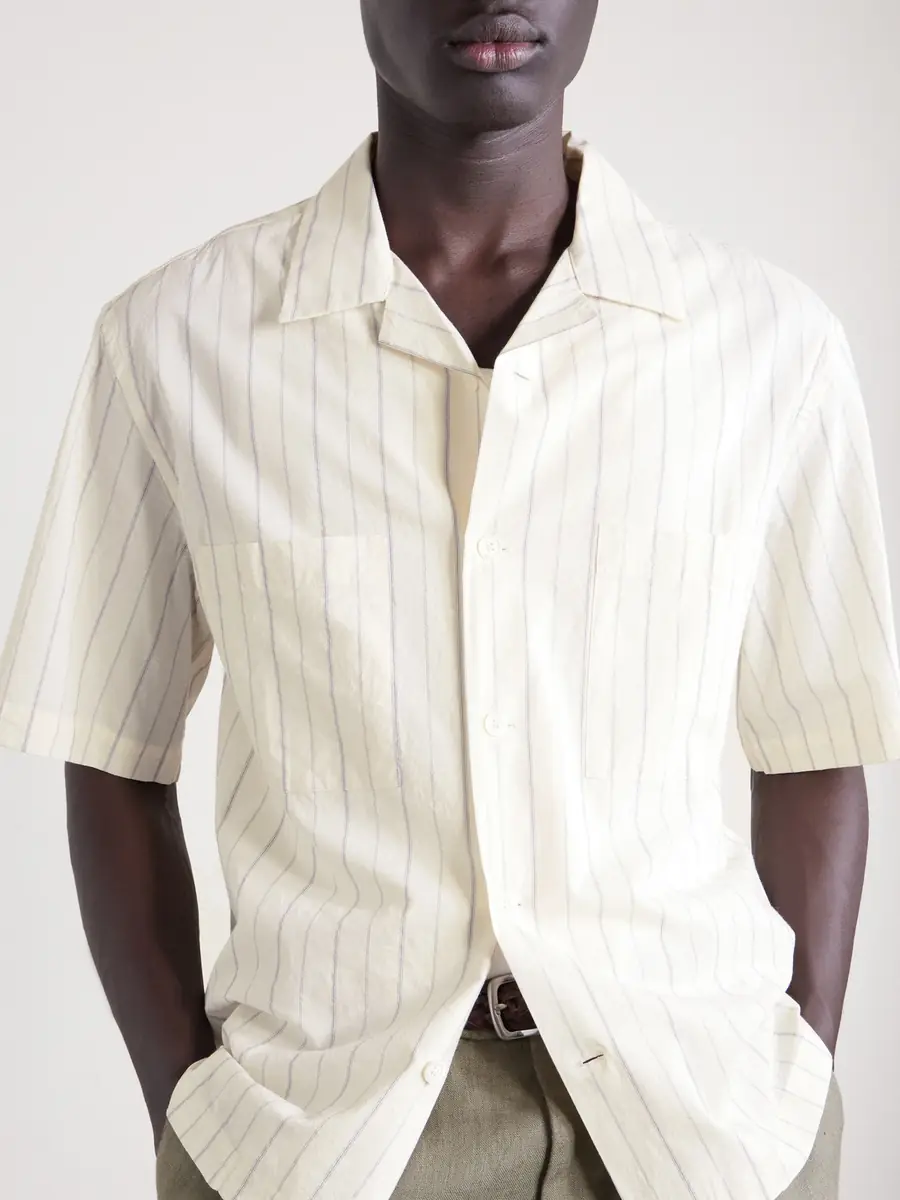 Barena Cuban-Collar Garment-Dyed Striped Cotton-Poplin Shirt - Men | Thumbnail 5 Barena Cuban-Collar Garment-Dyed Striped Cotton-Poplin Shirt - Men | Thumbnail 5