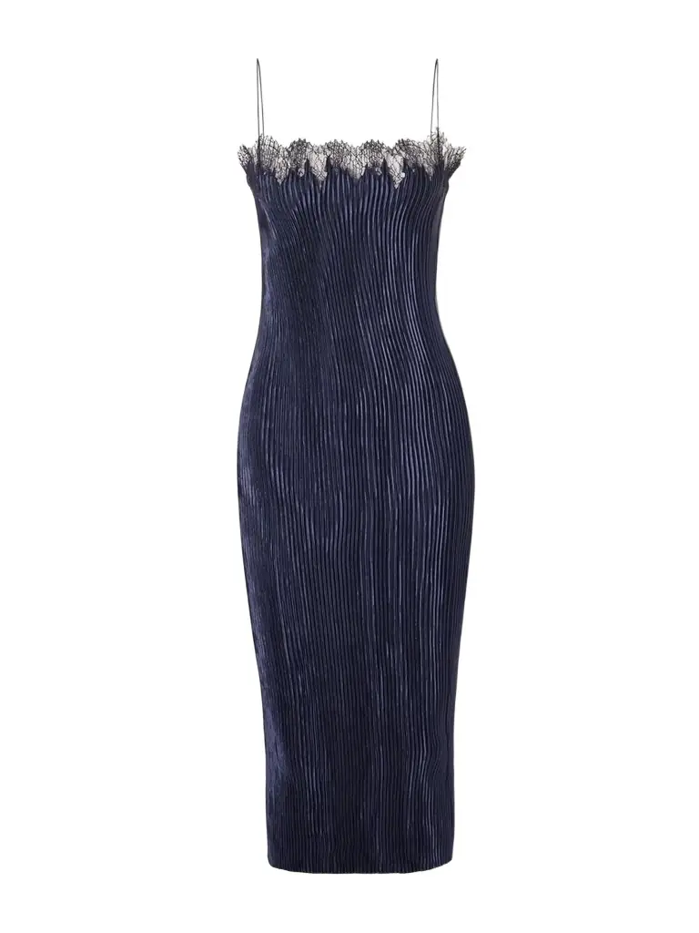 FFORME Lumi Lace-trimmed Plissé Midi Dress | Image 1 FFORME Lumi Lace-trimmed Plissé Midi Dress | Image 1