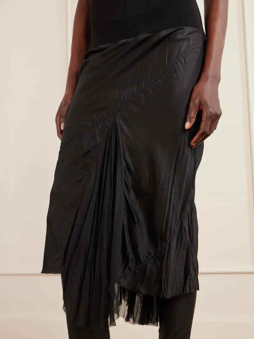 Rick Owens Sliced Stretch-jersey And Crinkled-satin Midi Dress | Thumbnail 5 Rick Owens Sliced Stretch-jersey And Crinkled-satin Midi Dress | Thumbnail 5