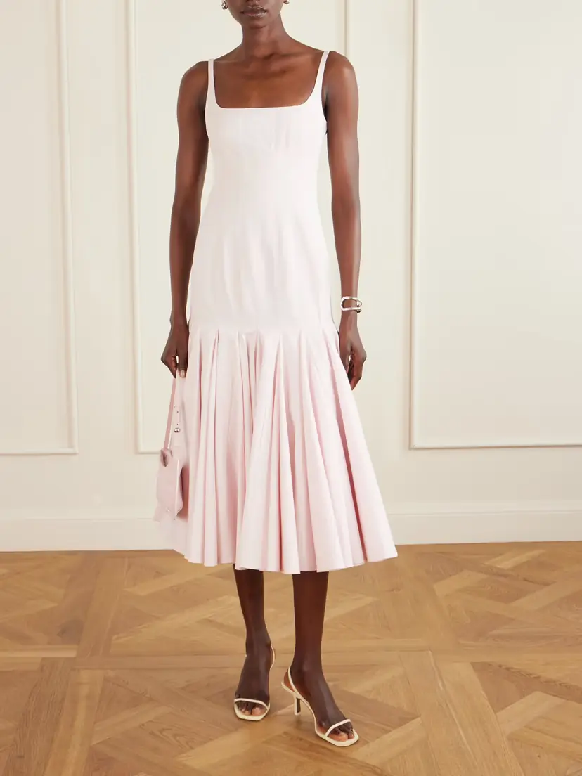Jacquemus Agave Paneled Pleated Cotton-poplin Midi Dress | Thumbnail 2 Jacquemus Agave Paneled Pleated Cotton-poplin Midi Dress | Thumbnail 2