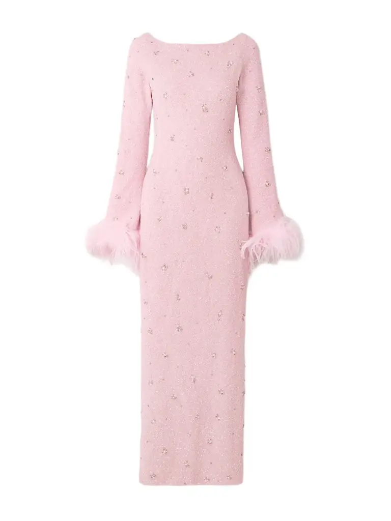 Clio Peppiatt Mae Feather-trimmed Embellished Stretch-mesh Gown | Image 1 Clio Peppiatt Mae Feather-trimmed Embellished Stretch-mesh Gown | Image 1