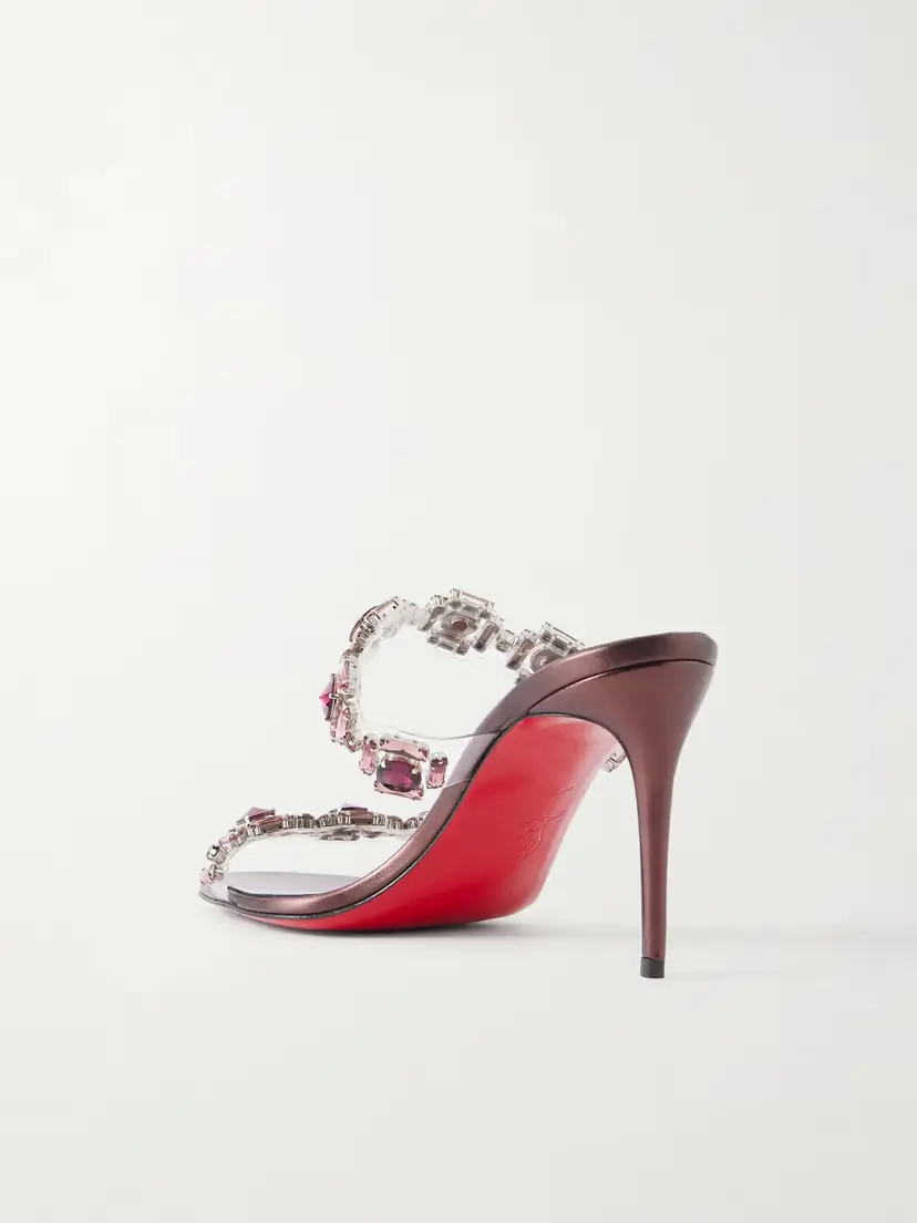 Christian Louboutin Just Jewel 85 Embellished Pvc And Metallic Leather Sandals | Thumbnail 3 Christian Louboutin Just Jewel 85 Embellished Pvc And Metallic Leather Sandals | Thumbnail 3