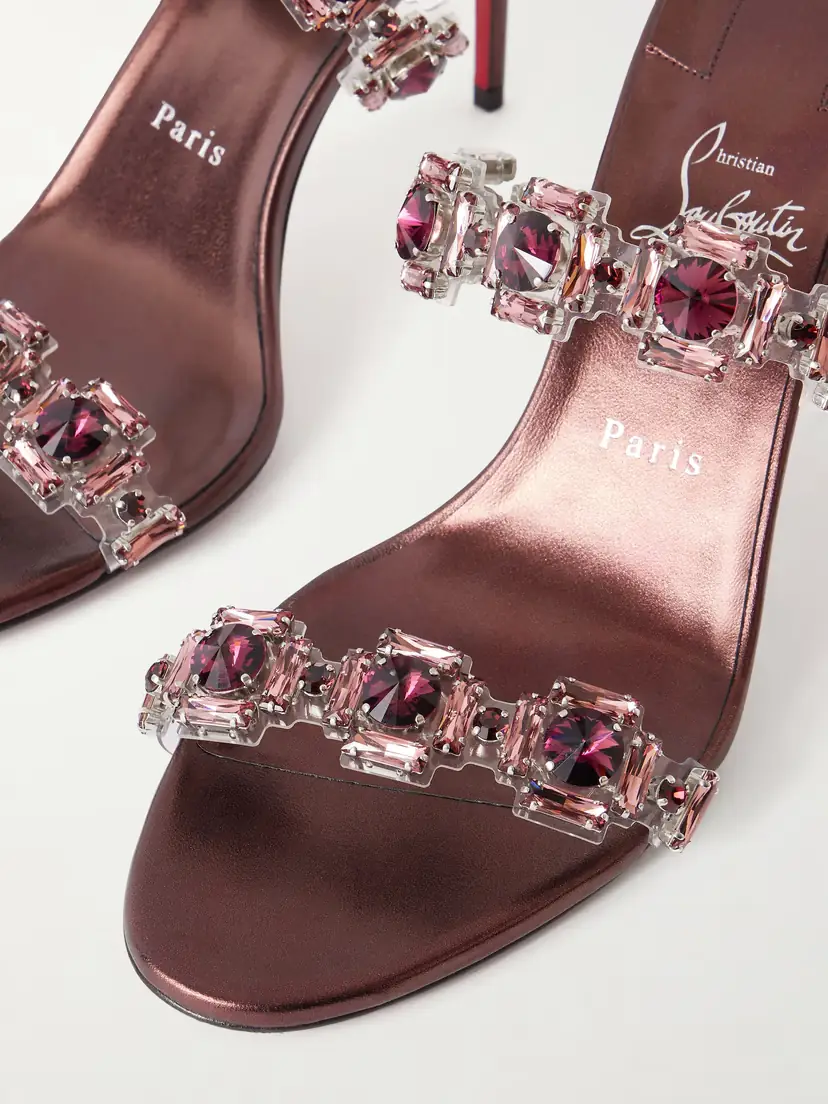 Christian Louboutin Just Jewel 85 Embellished Pvc And Metallic Leather Sandals | Thumbnail 5 Christian Louboutin Just Jewel 85 Embellished Pvc And Metallic Leather Sandals | Thumbnail 5