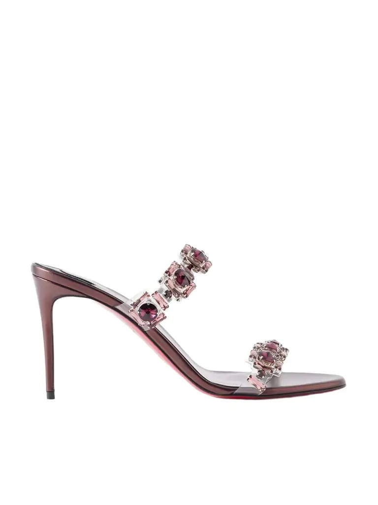 Christian Louboutin Just Jewel 85 Embellished Pvc And Metallic Leather Sandals | Image 1 Christian Louboutin Just Jewel 85 Embellished Pvc And Metallic Leather Sandals | Image 1