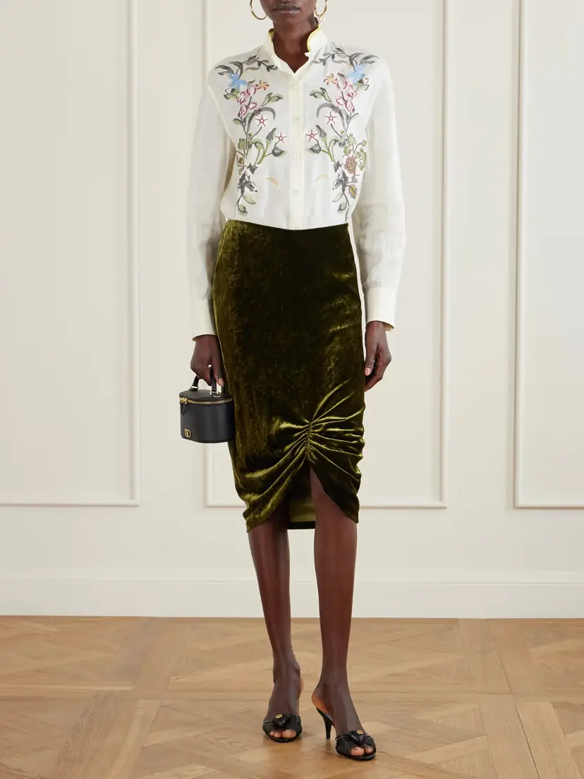 Valentino Garavani Ruched Velvet Skirt | Thumbnail 2 Valentino Garavani Ruched Velvet Skirt | Thumbnail 2