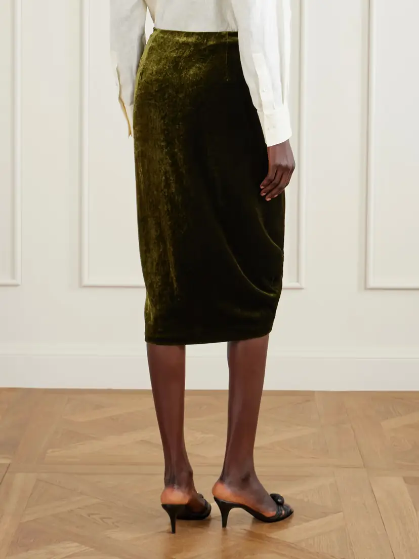 Valentino Garavani Ruched Velvet Skirt | Thumbnail 4 Valentino Garavani Ruched Velvet Skirt | Thumbnail 4