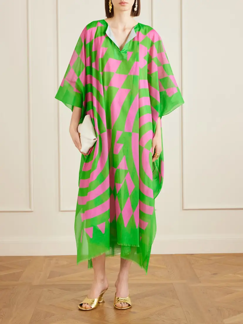Dries Van Noten Frayed Printed Cotton-voile Kaftan | Thumbnail 2