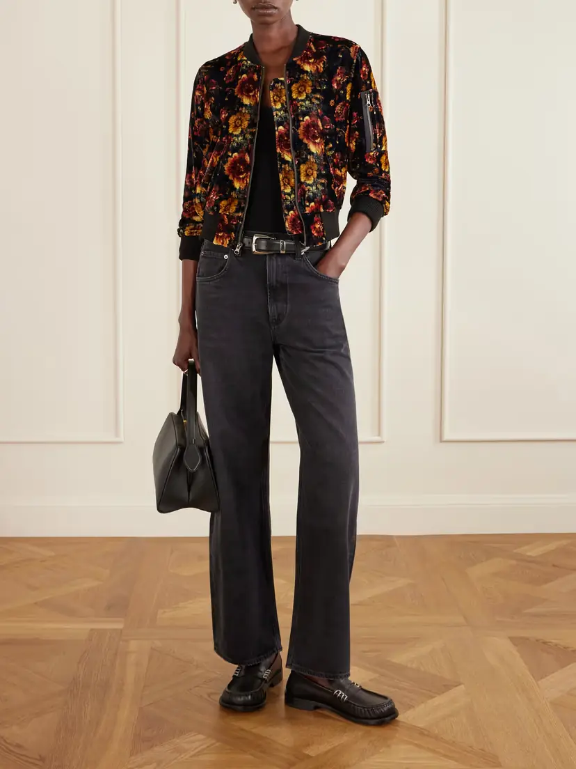 R13 Floral-print Velvet Bomber Jacket | Thumbnail 2 R13 Floral-print Velvet Bomber Jacket | Thumbnail 2