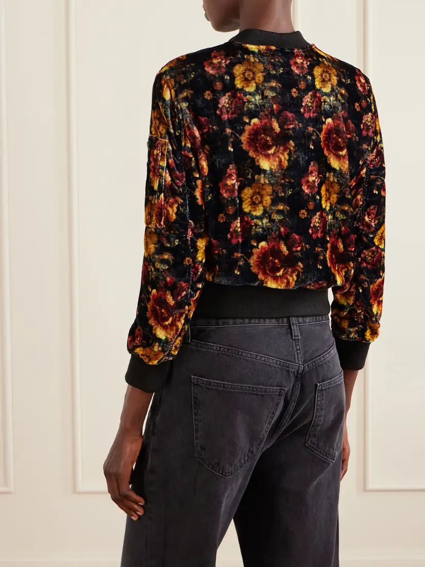 R13 Floral-print Velvet Bomber Jacket | Thumbnail 4 R13 Floral-print Velvet Bomber Jacket | Thumbnail 4