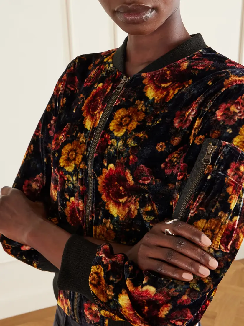 R13 Floral-print Velvet Bomber Jacket | Thumbnail 5 R13 Floral-print Velvet Bomber Jacket | Thumbnail 5
