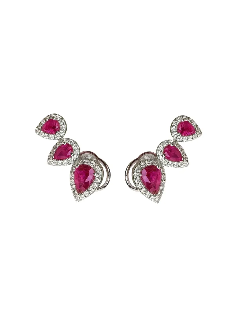 2.04ct Diamond Ruby 18K Gold Climber Earrings 2.04ct Diamond Ruby 18K Gold Climber Earrings