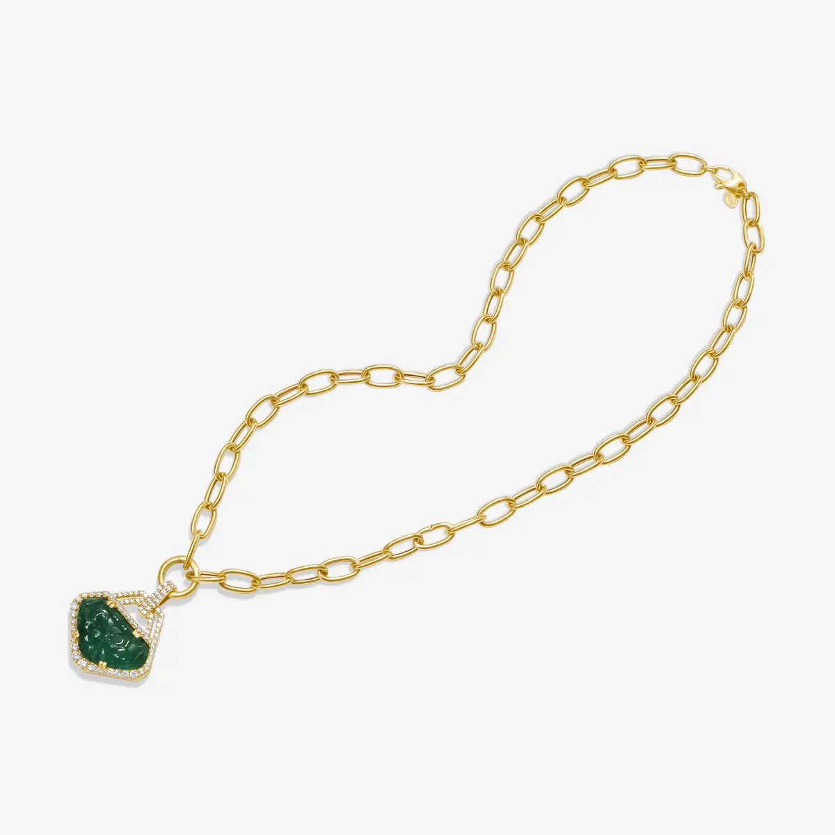 GOSHWARA Goshwara G-One 18K Yellow Gold Carved Emerald & Diamond Pendant Necklace by The Solist | Thumbnail 3 GOSHWARA Goshwara G-One 18K Yellow Gold Carved Emerald & Diamond Pendant Necklace by The Solist | Thumbnail 3