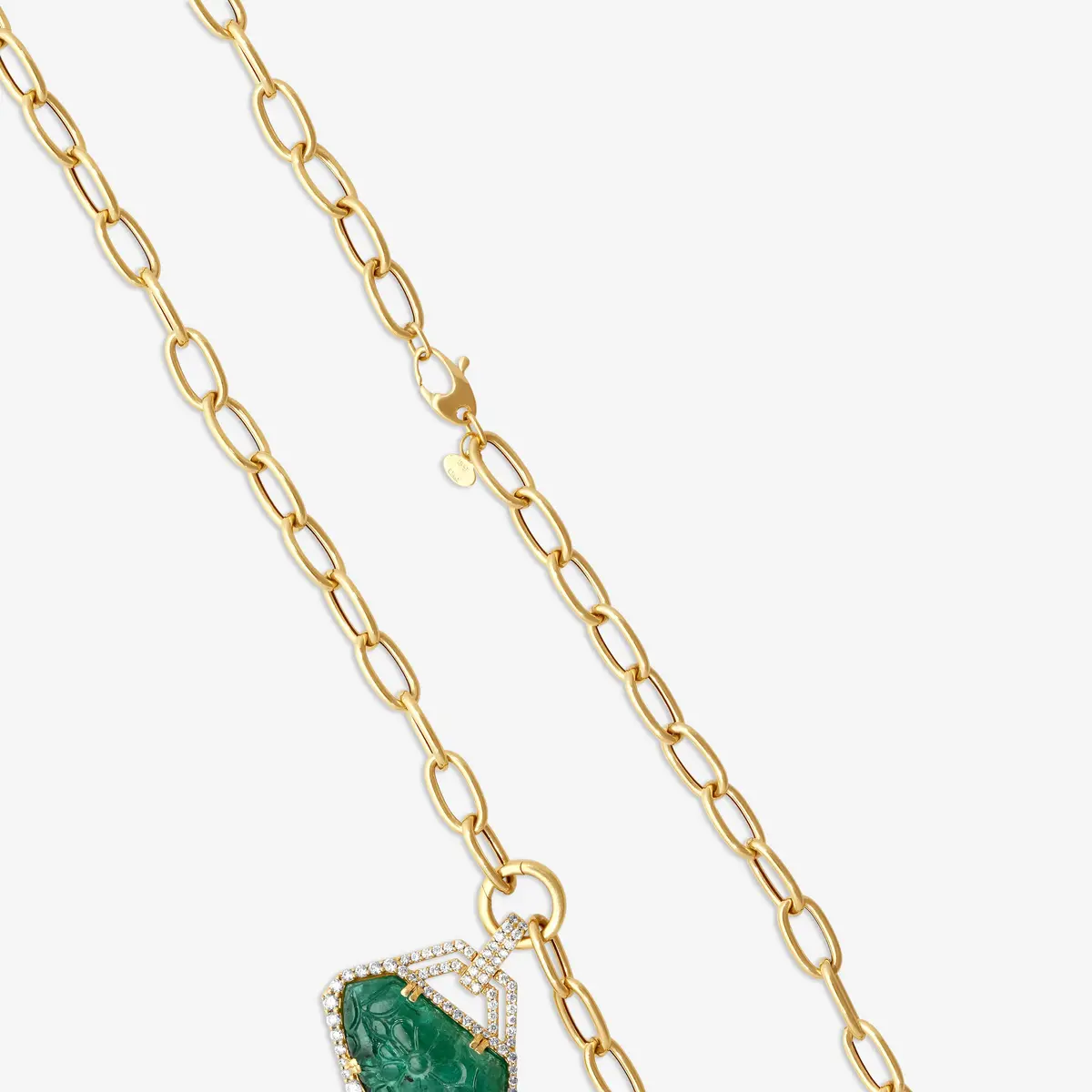 GOSHWARA Goshwara G-One 18K Yellow Gold Carved Emerald & Diamond Pendant Necklace by The Solist | Thumbnail 4 GOSHWARA Goshwara G-One 18K Yellow Gold Carved Emerald & Diamond Pendant Necklace by The Solist | Thumbnail 4