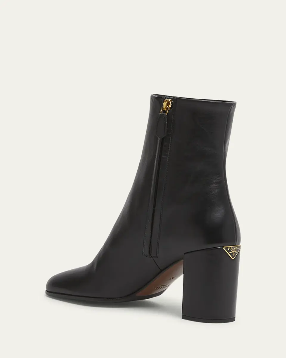Prada Leather Block-Heel Ankle Boots | Thumbnail 4