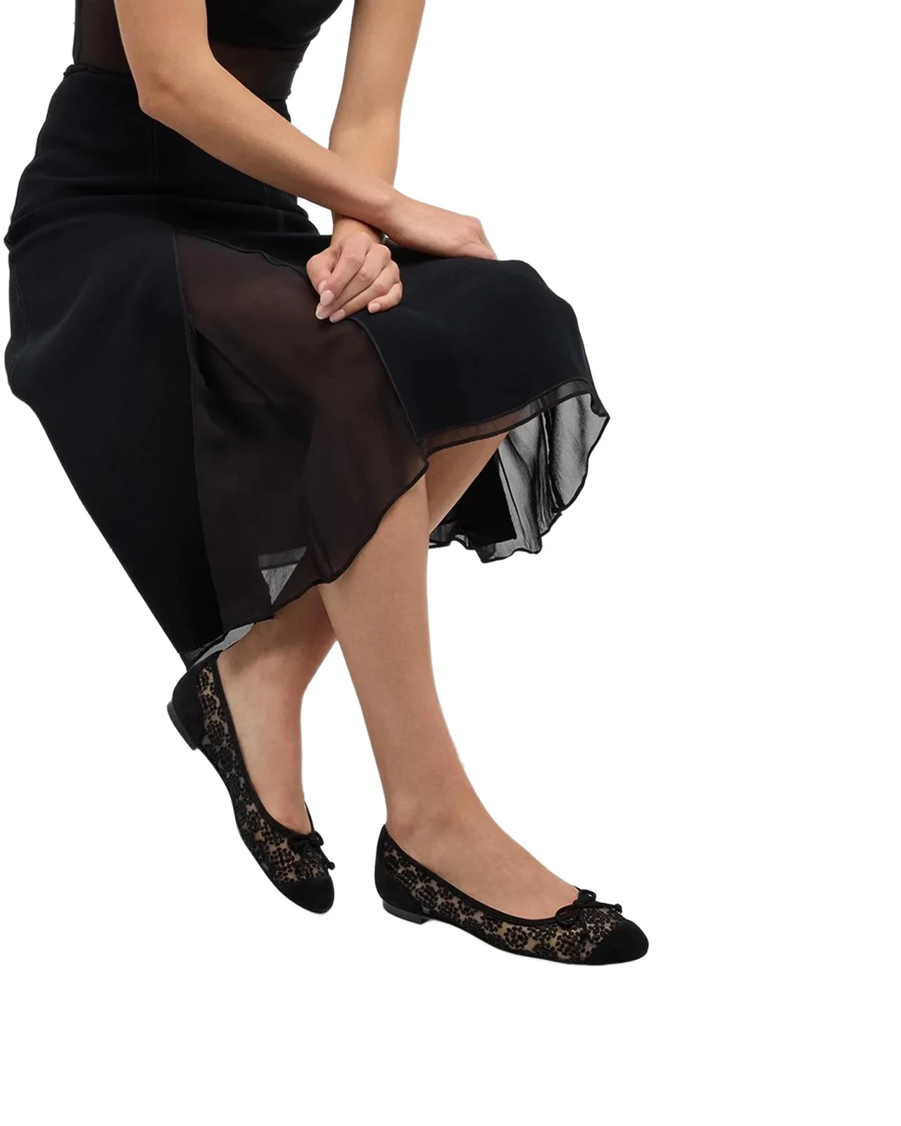 Capbal Lace Cap-Toe Ballerina Flats