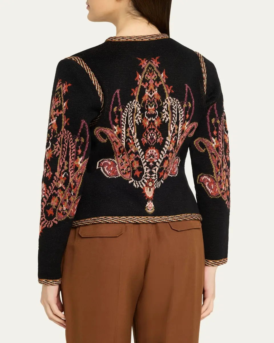 Etro Paisley Jacquard Cropped Wool-Blend Cardigan | Thumbnail 3 Etro Paisley Jacquard Cropped Wool-Blend Cardigan | Thumbnail 3