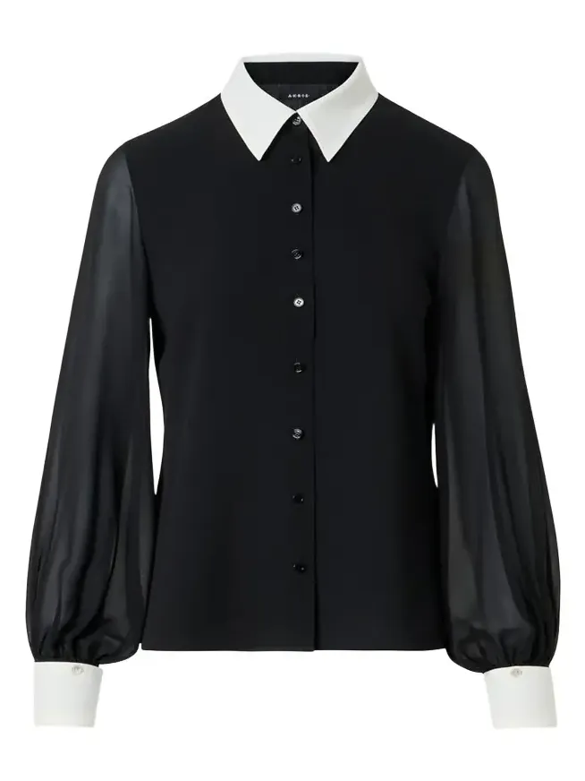 Silk Georgette Button-Down Blouse