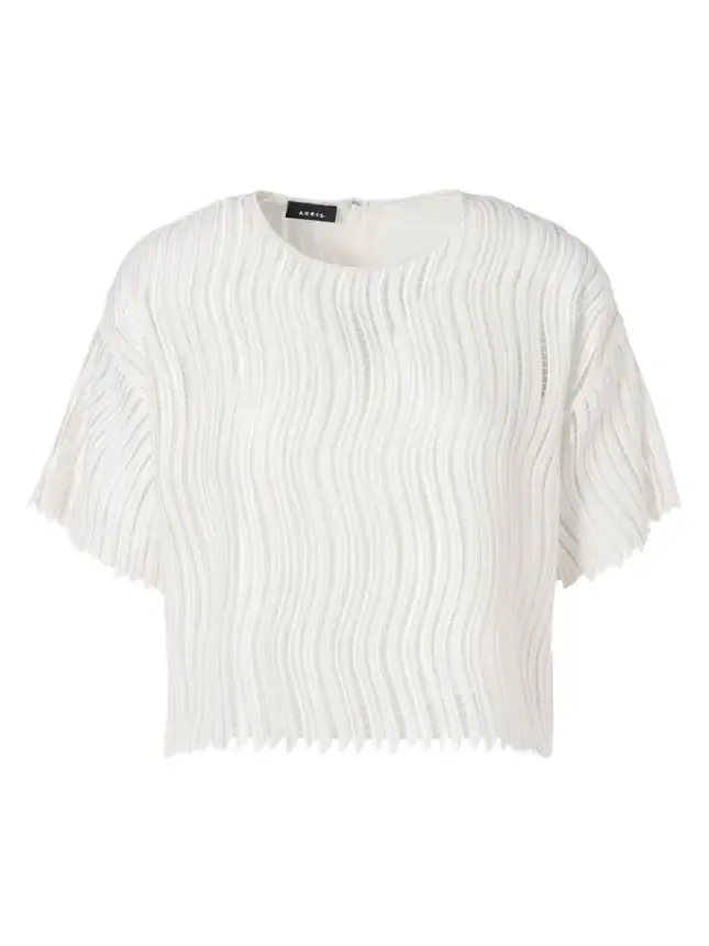 Techno Wave Guipure Short-Sleeve Blouse